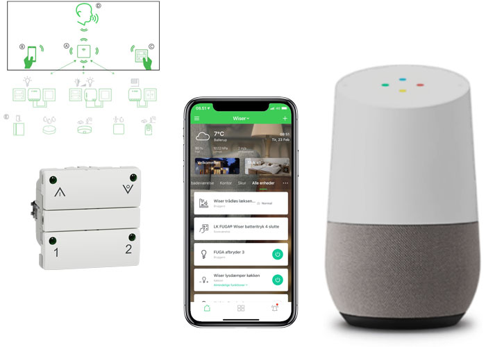 Aktivering enten via app, stemmestyring eller batteritryk billede